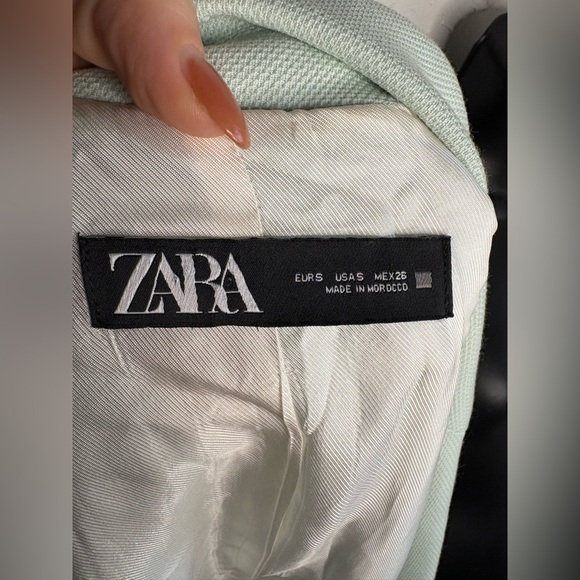Zara women’s mint Green Double-Breasted long Blazer coat sz small preloved - Picture 3 of 16